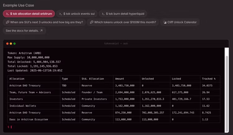 Tokenomist CLI preview